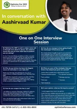 Interview Aashirvad Kumar - Optimize For SEO