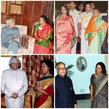 Sharada Subramaniam with four former Presidents of India